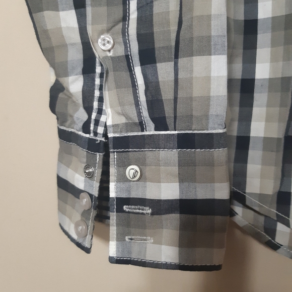 Ben Sherman casual pearl snap long sleeve check mens button down shirt sz large - Picture 6 of 10